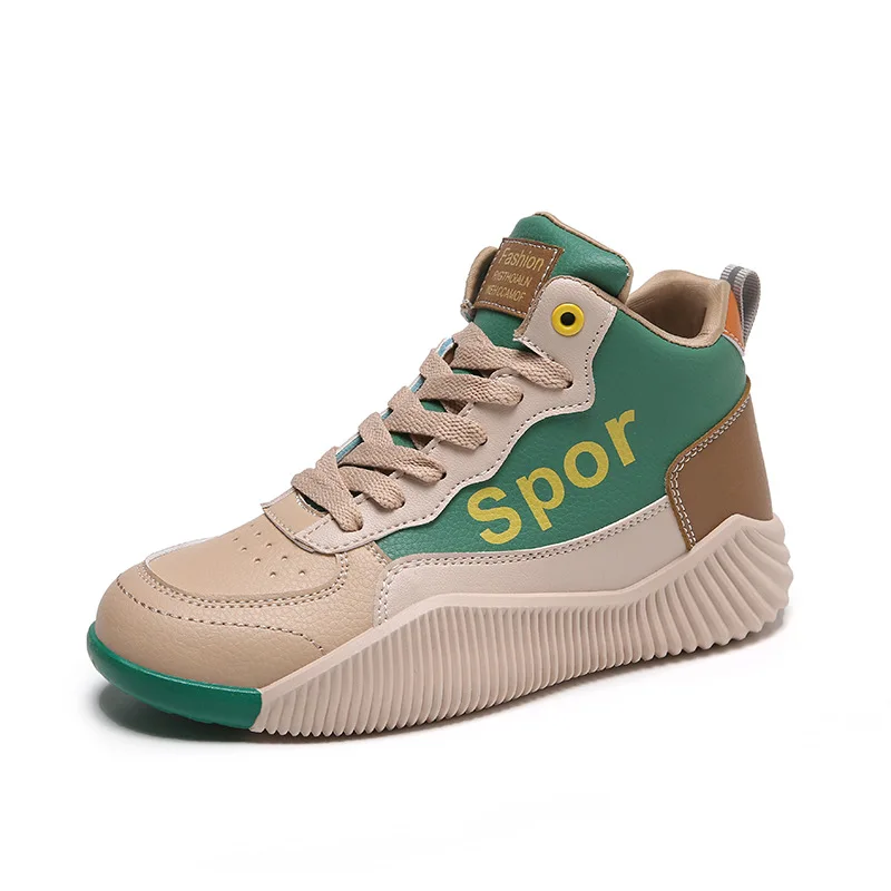 Women Sport Shoes Woman Fashion Sneakers High-top Matching Lace-up Flat Shoes Casual Loafers Vulcanized Shoes Spring Autumn New