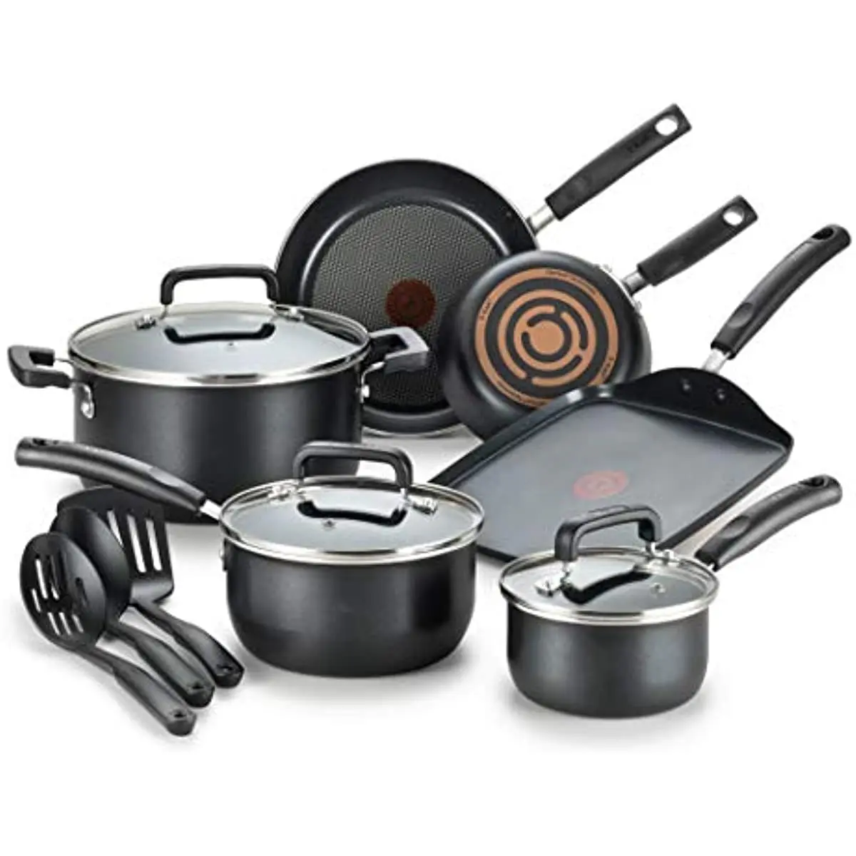 

T-fal Signature Nonstick Dishwasher Safe Cookware Set, Pots and Pans Set, 12-Piece, Black