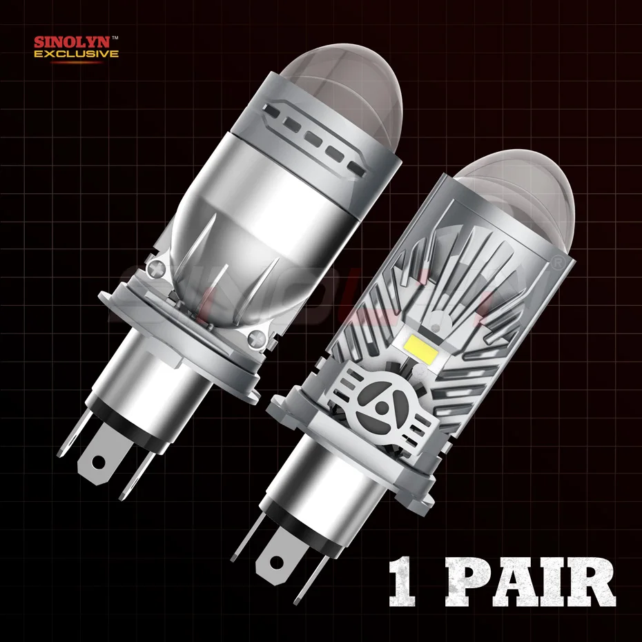 

Миниатюрная Светодиодная лампа Sinolyn H4 для фар 9003 HB2, двойные светодиодные линзы Canbus, проектор Plug & Play 80 Вт, Сменные лампы для мотоцикла и автомобиля