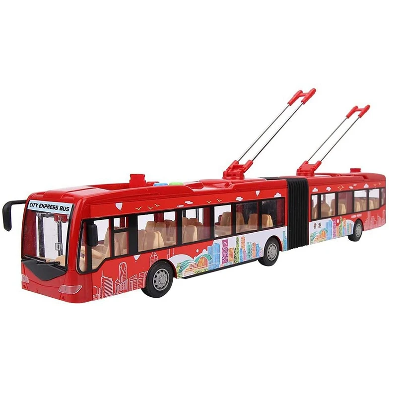 

Electronic City Bus City Tour Bus Music Light Car Pull Back Bus Inertia Traffic Model Toy For 3+ Years Children