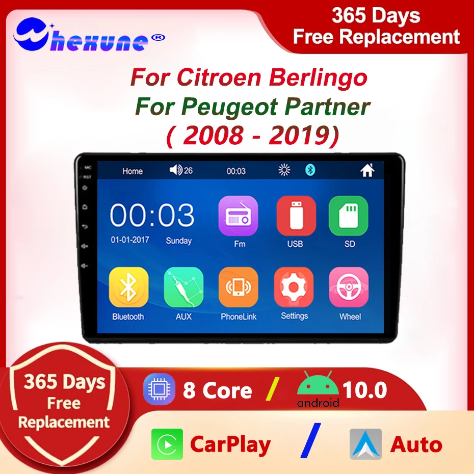 

Автомагнитола для Citroen Berlingo 2 B9 Peugeot Partner 2008-2018 Carplay Android 10, автомобильный радиоприемник, мультимедийный видеоплеер, GPS, головное устройство, ау...