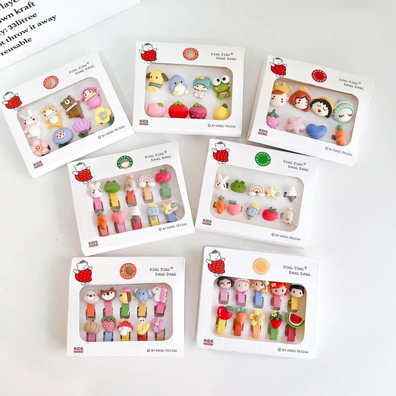 

10/8/шт. Заколка для волос разных цветов, заколка для волос, подарок, милый цветок, мультфильм, ручная работа, полимерная детская Шпилька, заколка для волос для девочек, аксессуары