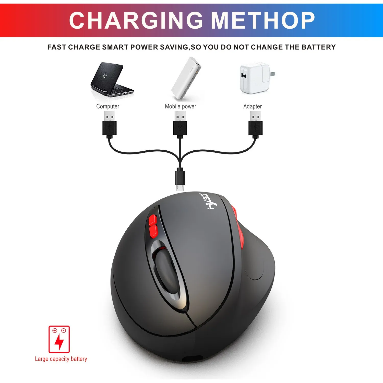 wireless gaming mouse ergonomic rechargeable gamer mause 7 key magic vertical usb mouse for pc laptop notebook computer desktop free global shipping