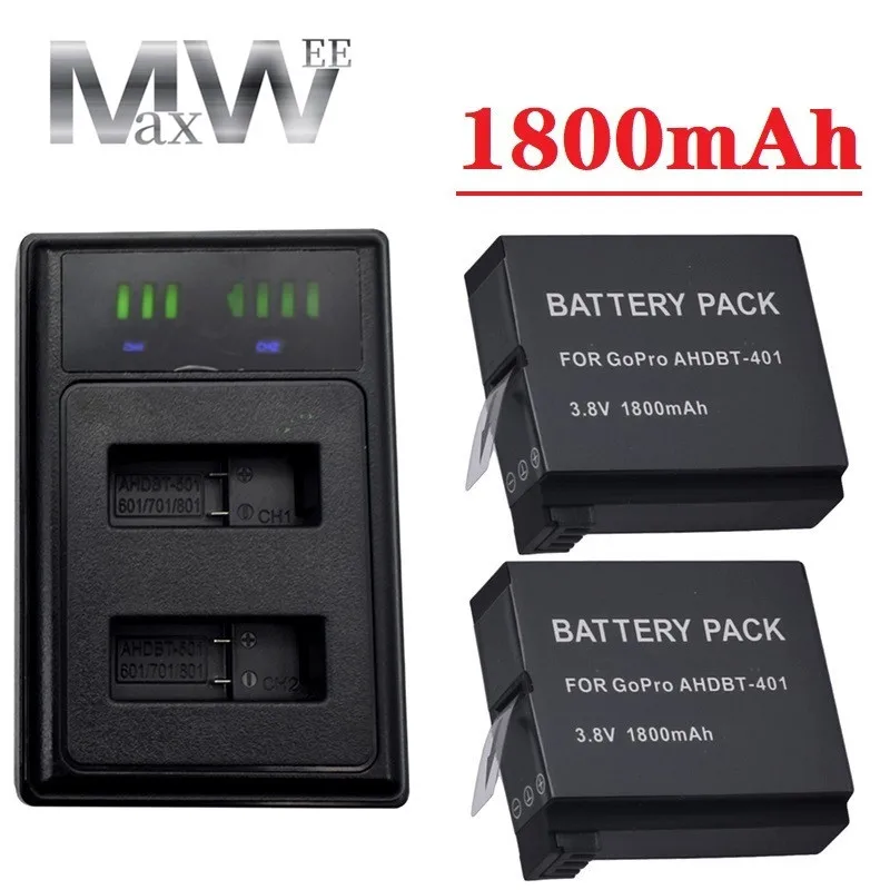 

Аккумулятор 1800 мАч для Gopro Hero 4, аккумуляторы для Hero 4 с зарядным устройством USB для Go Pro Hero4 AHDBT 401, аксессуары для экшн-камеры