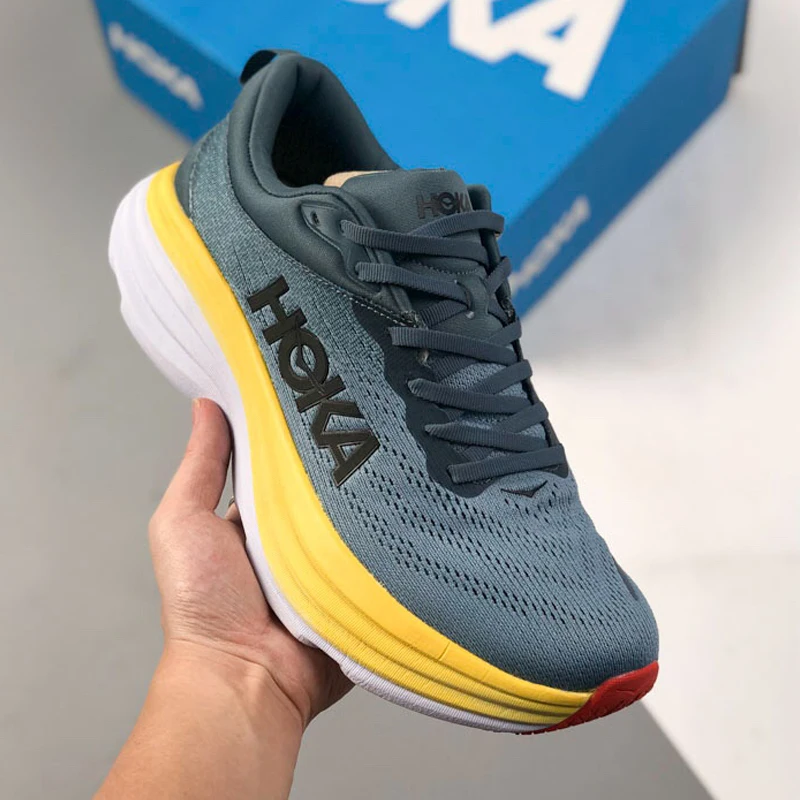 HOKA Original Bondi 8 Outdoor Running Sneakers Men Elastic Trail Shoes Lightweight Breathable Women Sneakers Couple Casual Shoes