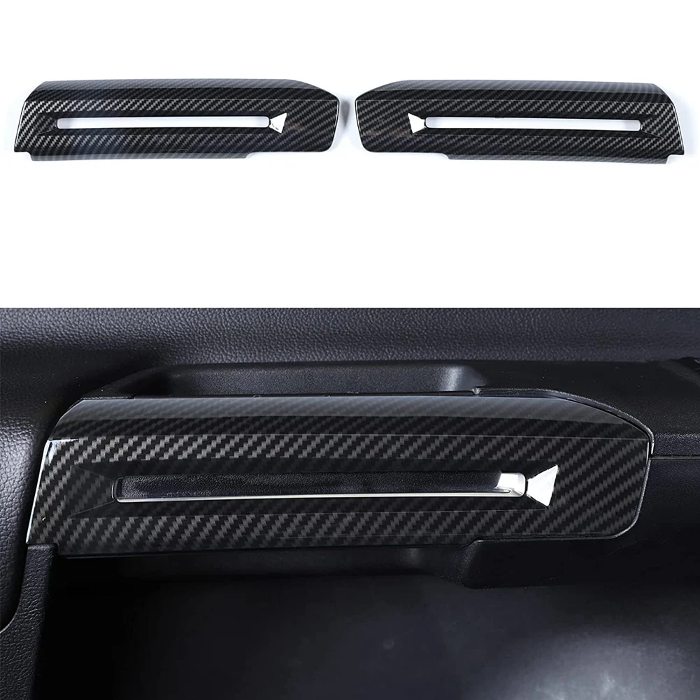 

Interior Door Handle Cover Trim Stickers Decoration Accessories for Ford Mustang 2015-2021, ABS Carbon Fiber Black
