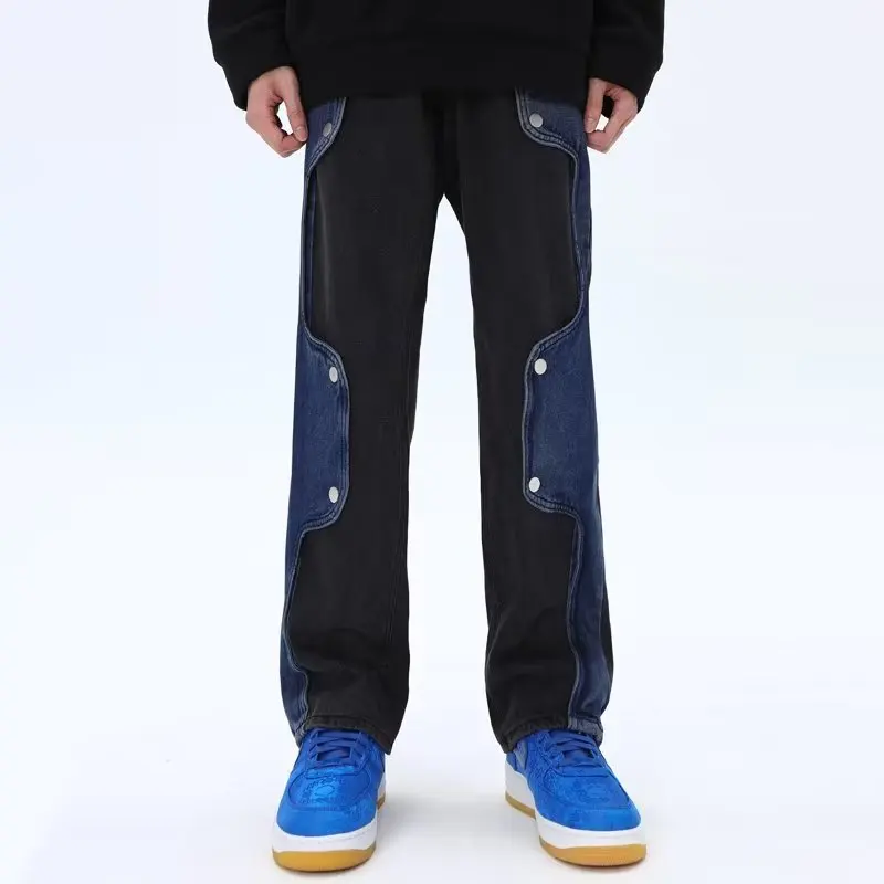 Новинка 2023 мешковатые джинсы Cyber Y2K брюки в стиле K-POP для мужчин одежда прямые