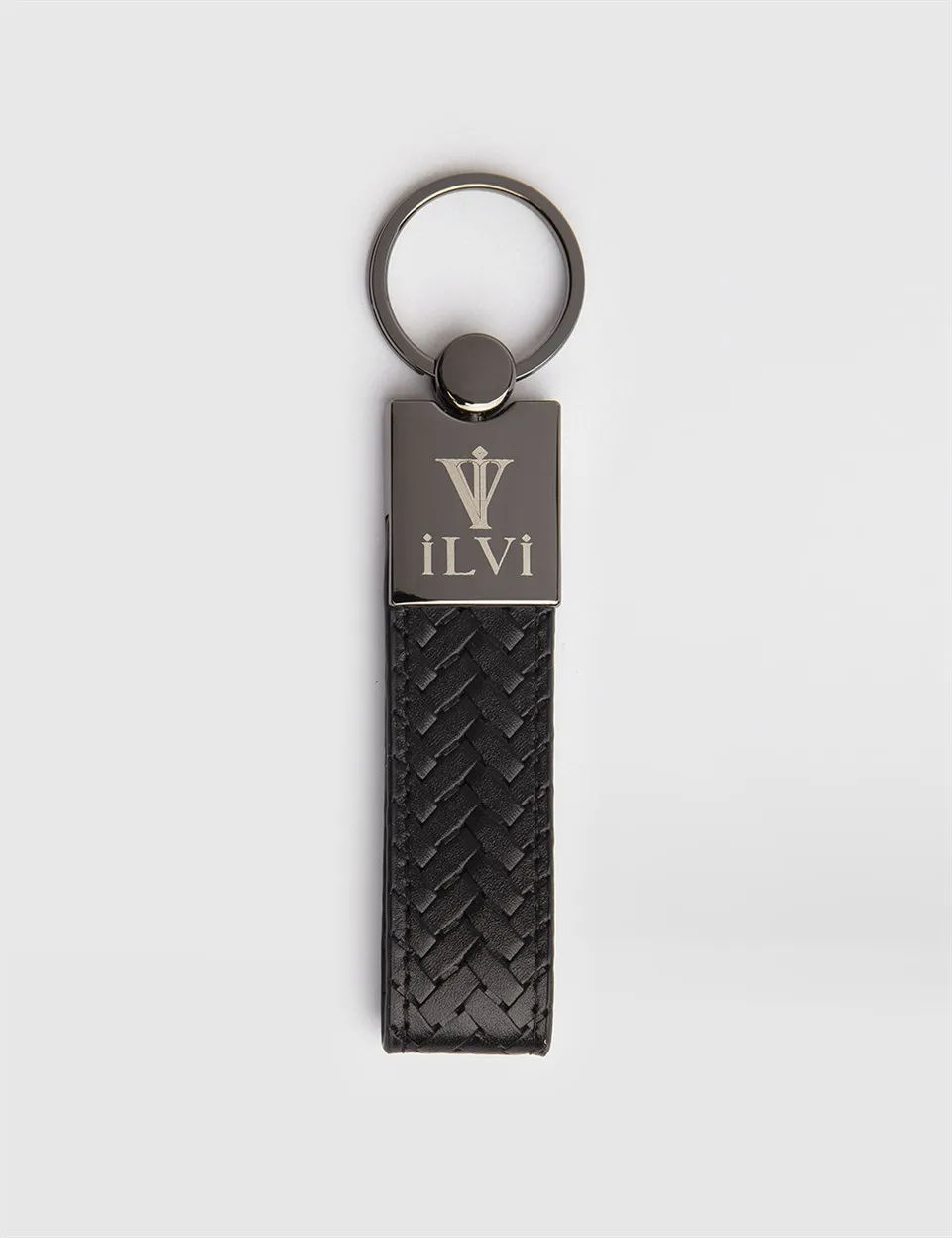 

Simnas Black Woven Leather Unisex Keychain