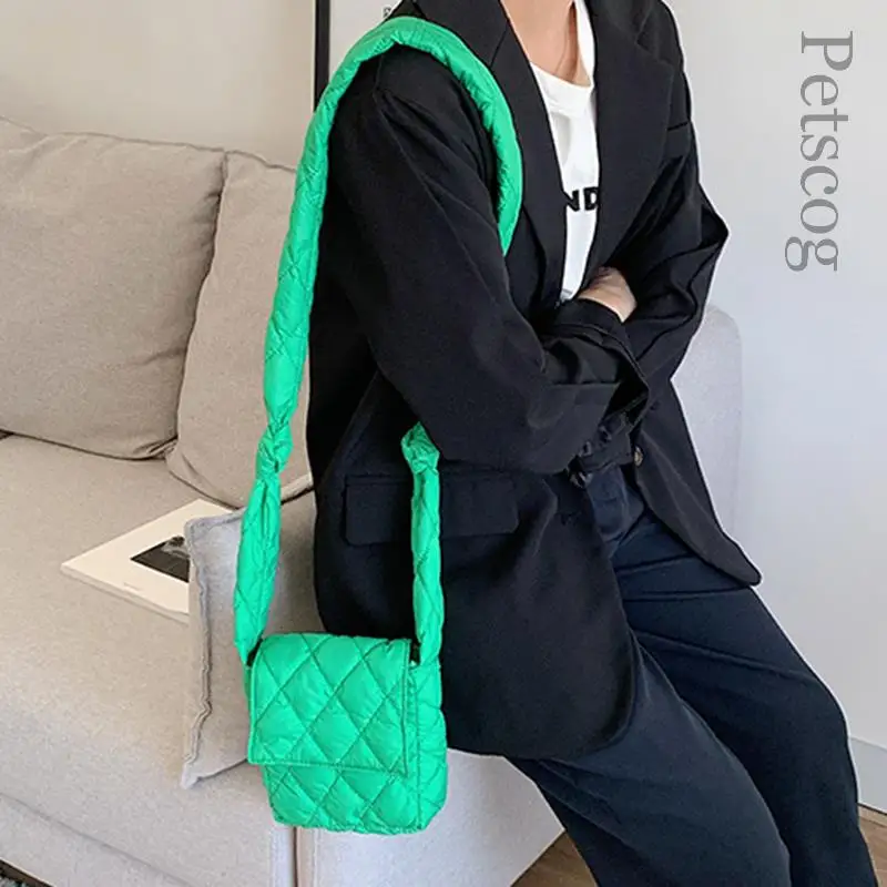 

Soft Nylon Winter Shoulder Bags Women 2023 Casual Flap Quilted Bag Phone Purse Fashion Trend Ladies Crossbody Messenger Bags