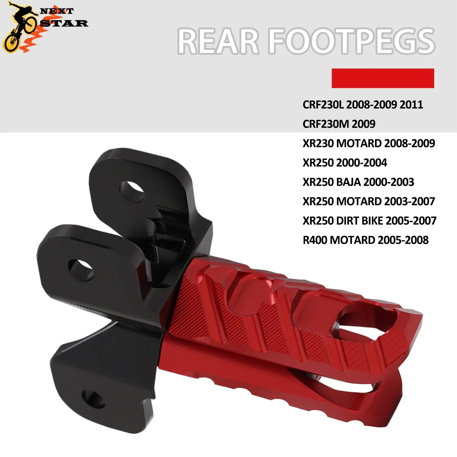 

Rear Footpegs Footrests Foot Pegs Rests For Honda CRF230L CRF230M XR230 XR250 XR400 MOTARD BAJA Dirt Bike Motorcycle Aluminum