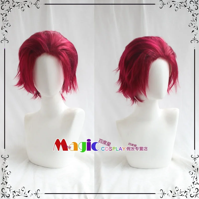 

Парик для косплея аниме Akakami no shankusu, короткие волосы цвета красного вина, термостойкий синтетический парик