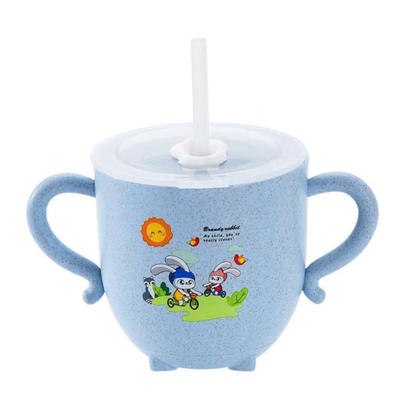 

Baby Learning Water Cup, with Double Handles and Lid, Leak-proof Baby Water Cup Bottle with Straws, Children Training Cup