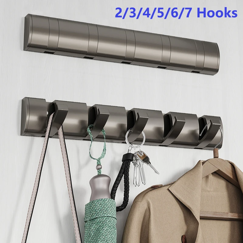 

Door News Hanger Hook Hanging Hook Invisible Gray Hooks Foldable Bathroom Clothes Mounted Behind Row 2/3/4/5/6/7 Wall