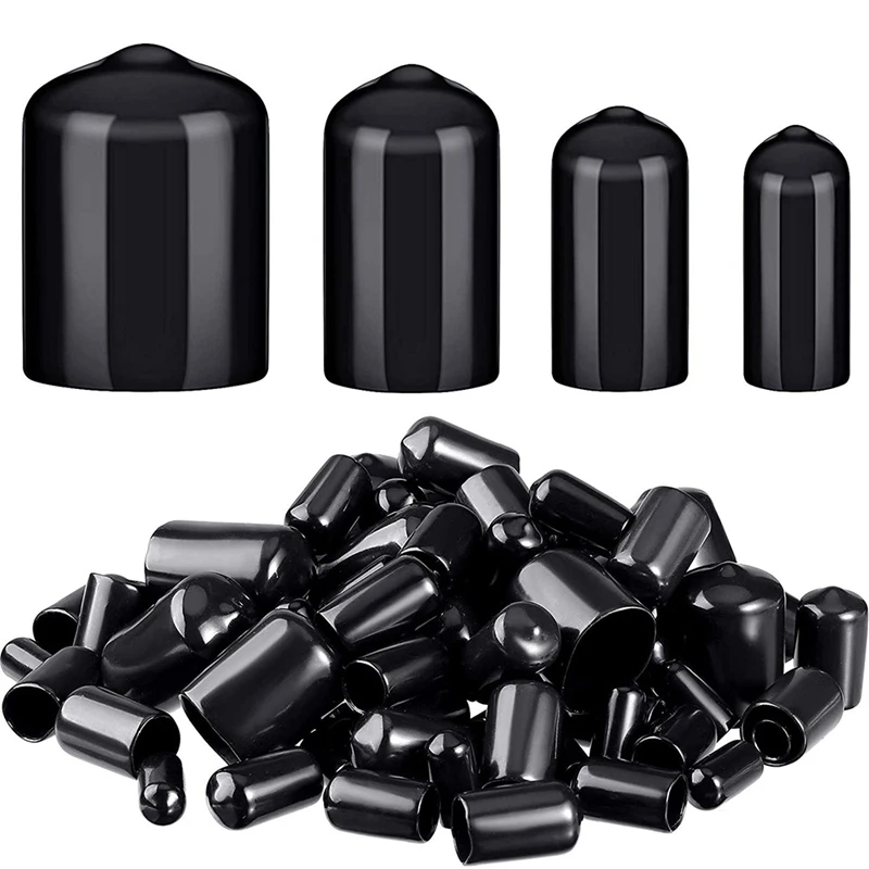 

80 Pieces Rubber End Caps Flexible Bolt Covers Screw Caps Thread Protectors In 4 Sizes 1/4 To 3/4 Inch (Black)