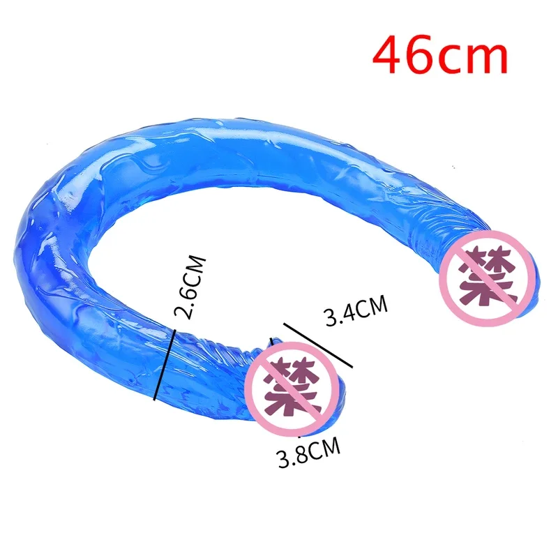 Длинный желе с большой головой реалистичный двусторонний фаллоимитатор гибкий