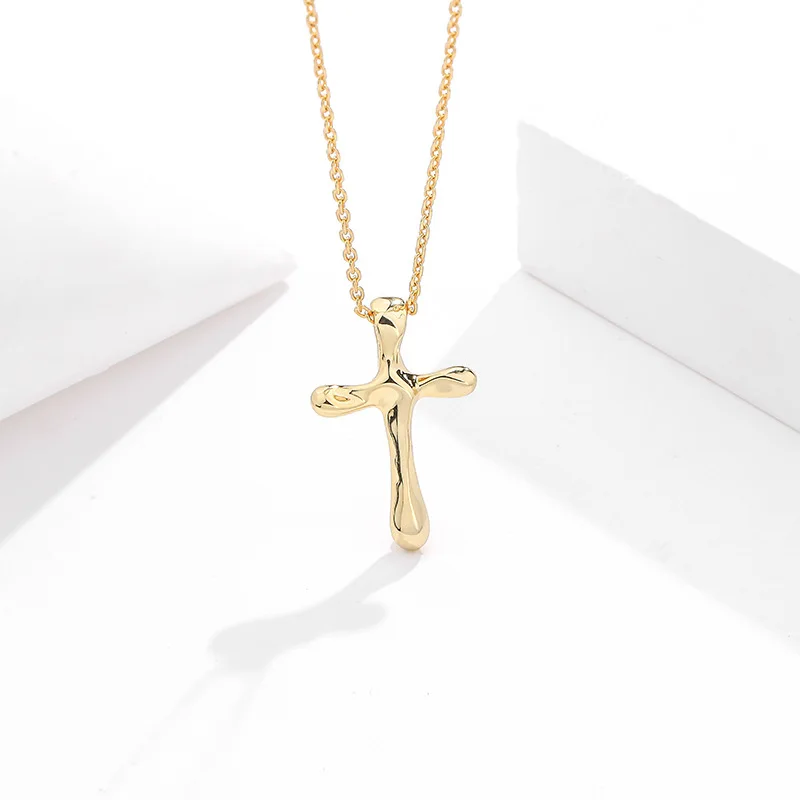 

YYSUNNY Classic 925 Sterling Silver Necklace for Women Girls Gold Plated Cross Pendant Necklace Clavicle Chain Birthday Gift