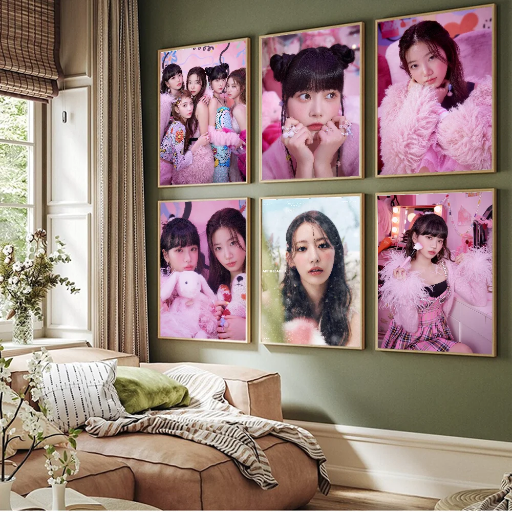 2022 Star Girl Group L-LE SSERAFIM DIY липкий постер необычная наклейка на стену для гостиной бара