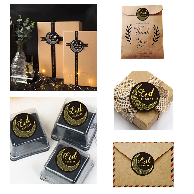 

60pcs 1.2inch Eid Mubarak Stickers Self Adhesive Aid Ramadan Sticker for Iftar Muslim Party Supplies Kid Gift Present Decor Tag