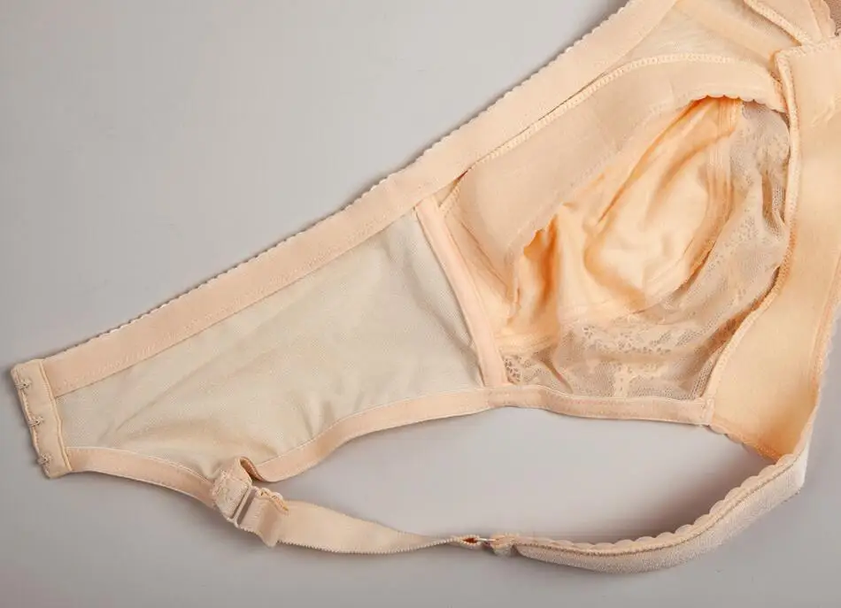 Breathable Womens Lace Wireless Minimizer Bra Full Coverage Non Padded Underwear Female Floral Lingerie 36 38 40 42 44 B C D E