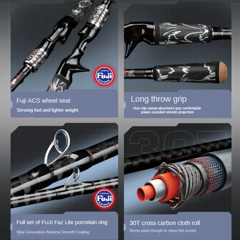 Рыболовная удочка для приманки рыбалки из углеродного волокна с твердостью XH