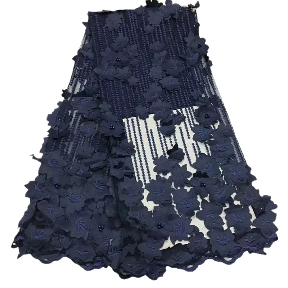 

African Lace Fabric High Quality 2018 with 3D Flowers French Lace Fabric Latest Nigerian Mesh Lace For African Wedding JL100