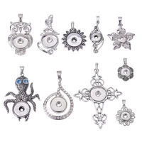 10pcs different styles pendants alloy rhinestones snaps buttons jewelry charms for snaps jewelry making charms