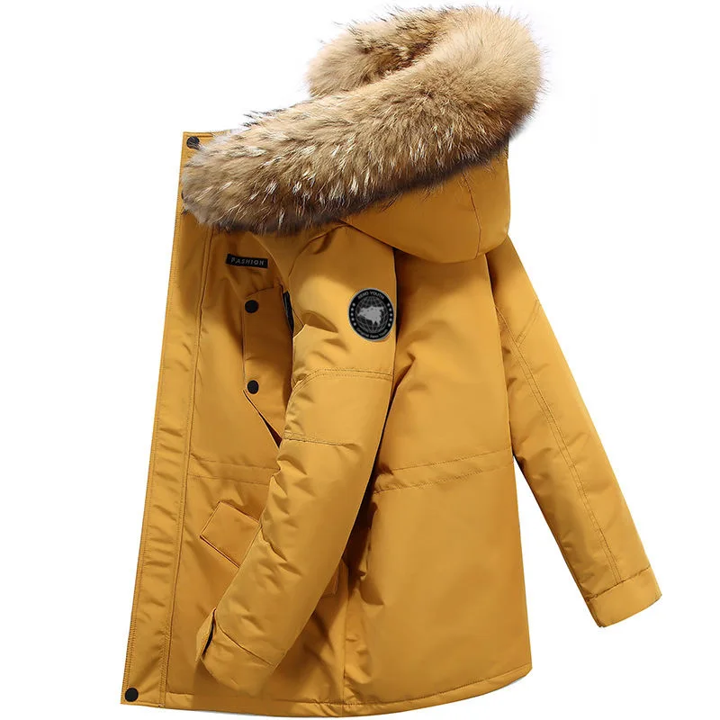 Canadian Luxury Brand Winter Men's and Women's Puffer Hooded Down Jacket Goose Thick Coat Warm Fur Collar Premium Men's Clothes
