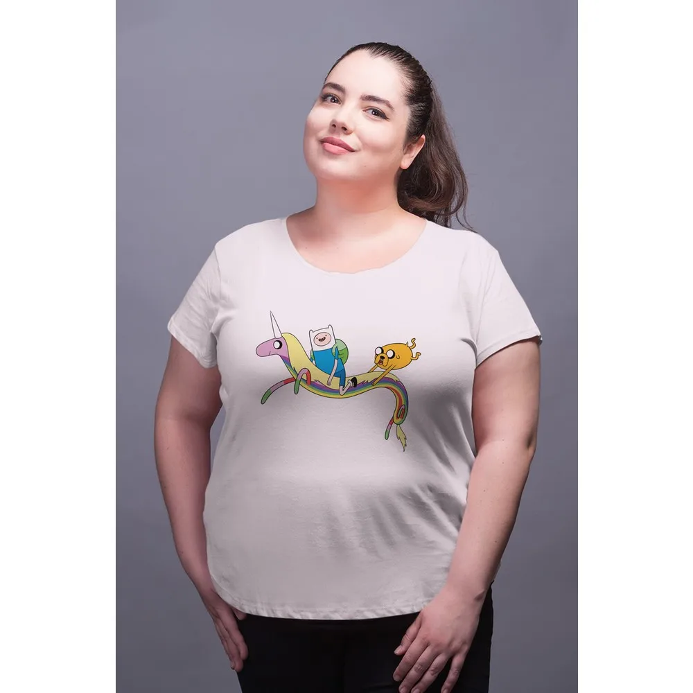 

Женская хлопковая Футболка Dorlie, белая футболка большого размера с единорогом и Финном и Джеком