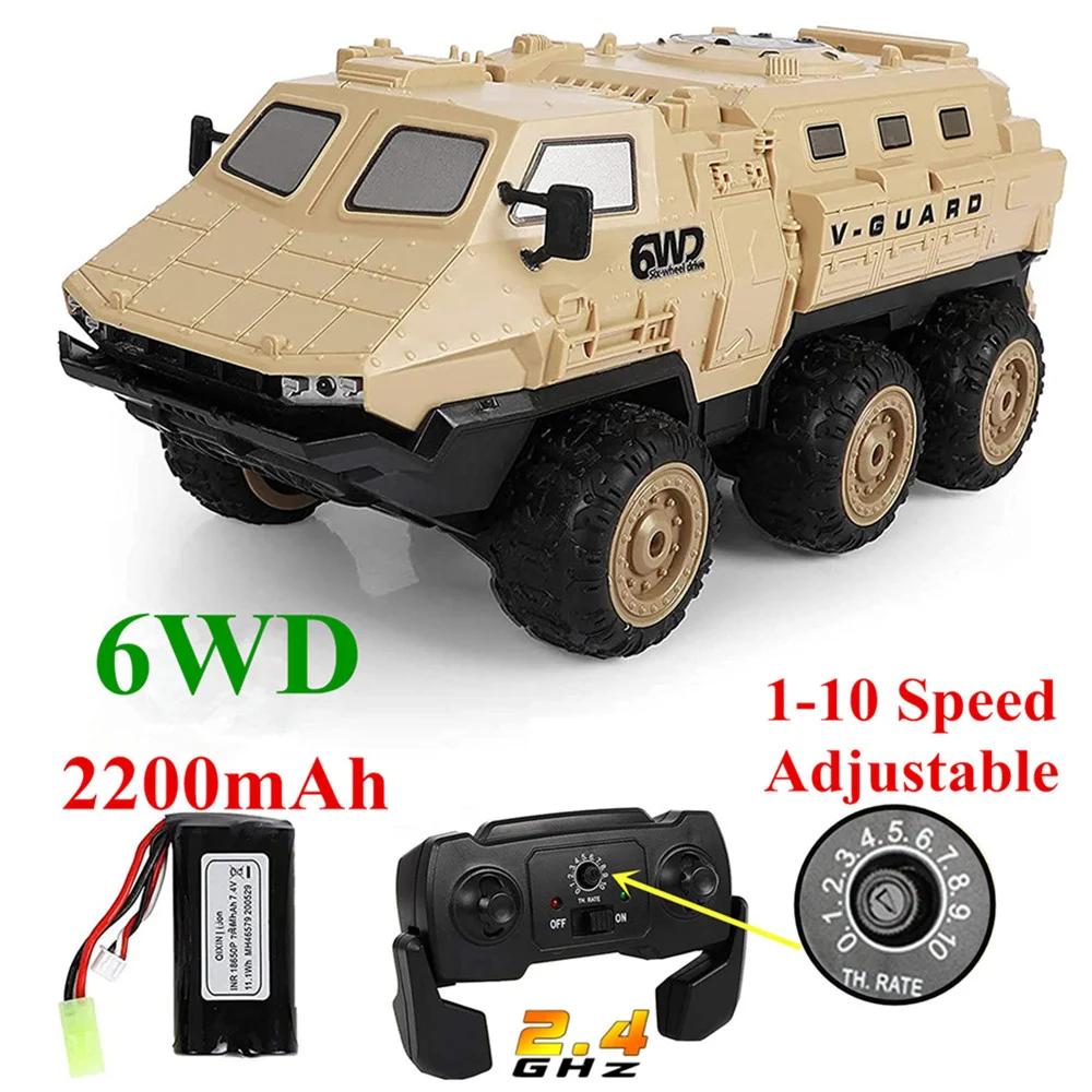 

Control Remote Car, 1/16 Scale 6WD RC Military Truck,RC Armored Car with 2200mAh Batteries, All-Terrain Off-Road Army Truck