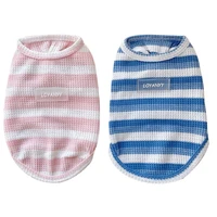 strips hoodies breathable dog clothes pullover sweatshirt cat clothing summer pink blue sleeveless tshirt for small medium dogs