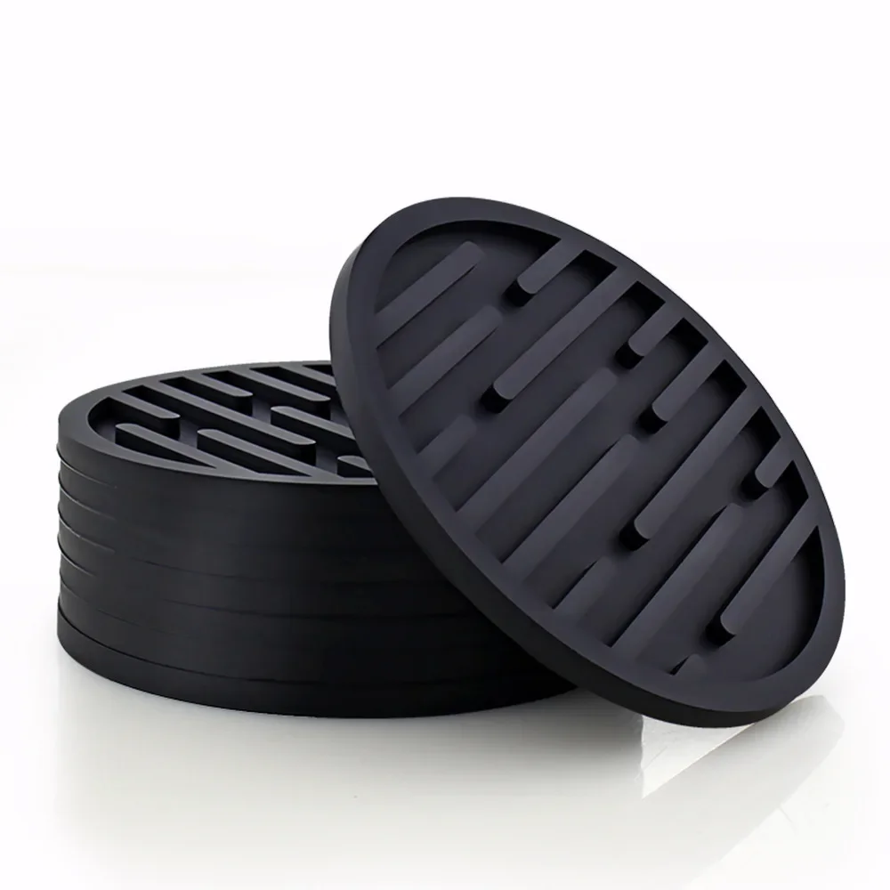 Силиконовая подставка круглая полосатая сливная теплоизоляционная для чашки