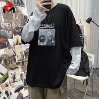 autumn mens harajuku fashion t shirts casual long sleeve tshirt male letter print patchwork plus size anime streetwear clothing