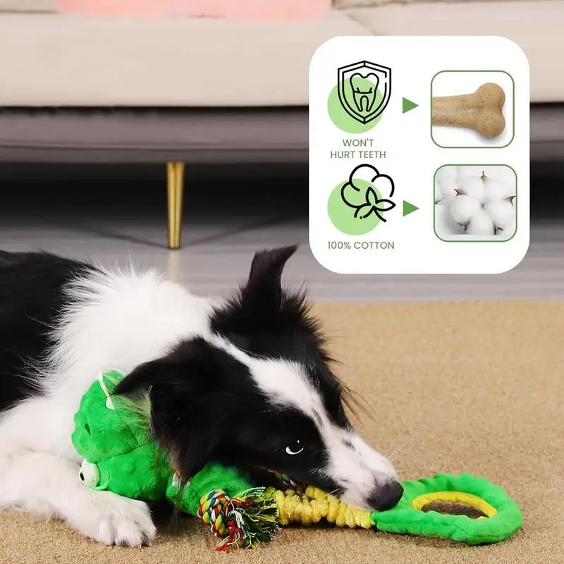 Зеленая веревка динозавра жевательная игрушка для домашних животных