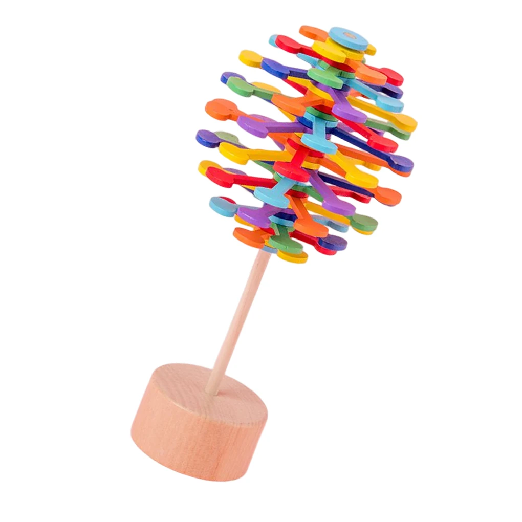 

Rotating Lollipop Solid Wood Game Colorful Educational Toys Decompression Ornament Housheold School Home Stress Relief