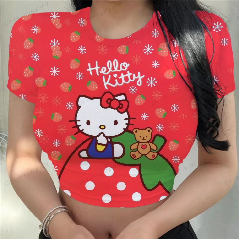 

women s sexy and club fashion female Short sleeve Printing lady Tshirt Summer basic tees Hello Kitty Tshirt Girls