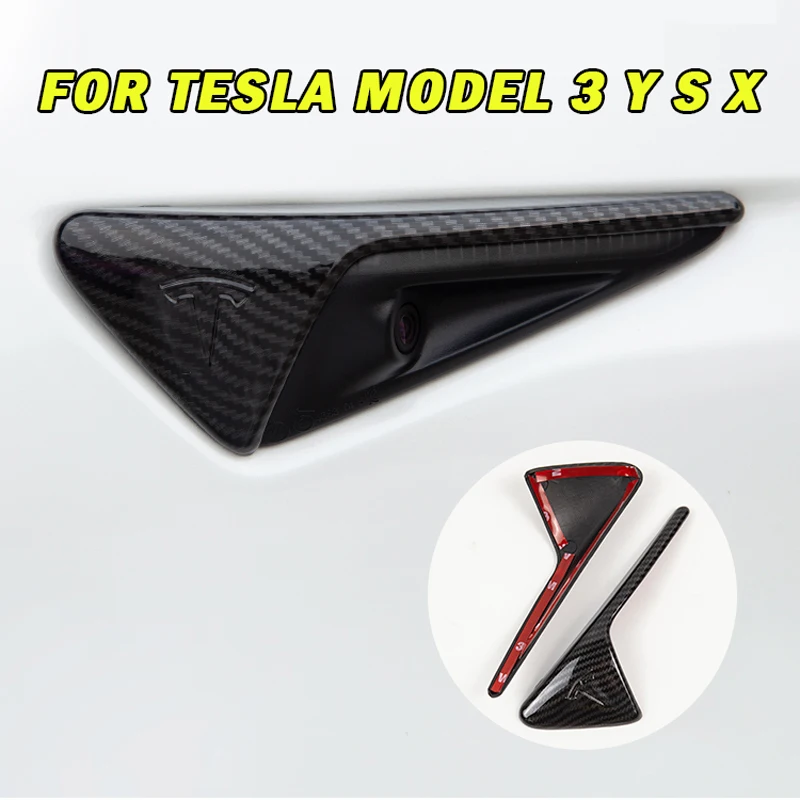 

2 шт./компл. Новинка для боковой камеры Tesla Model 3 Y S X Model3, защитный чехол из углеродного волокна и АБС для трех популярных аксессуаров модели Tesla