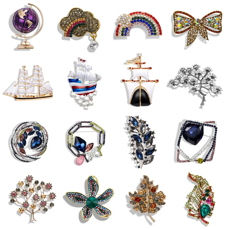 

Retro Fashion Cloud Rainbow Sailboat Corsage High-end Simple Coat Clothes Accessories Brooch Pins