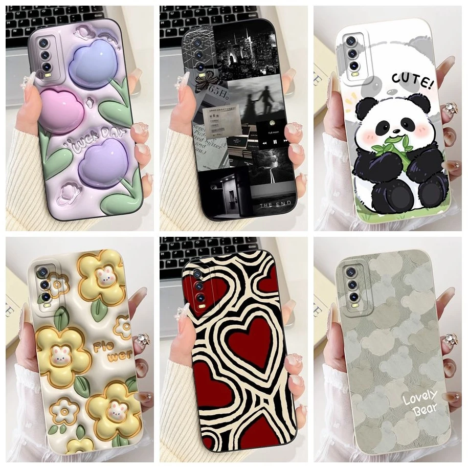 Чехол для Vivo Y20 Y20i чехол V2029 V2027 V2032 Модный мягкий с полной защитой цветка Y11S Y12A Y12S