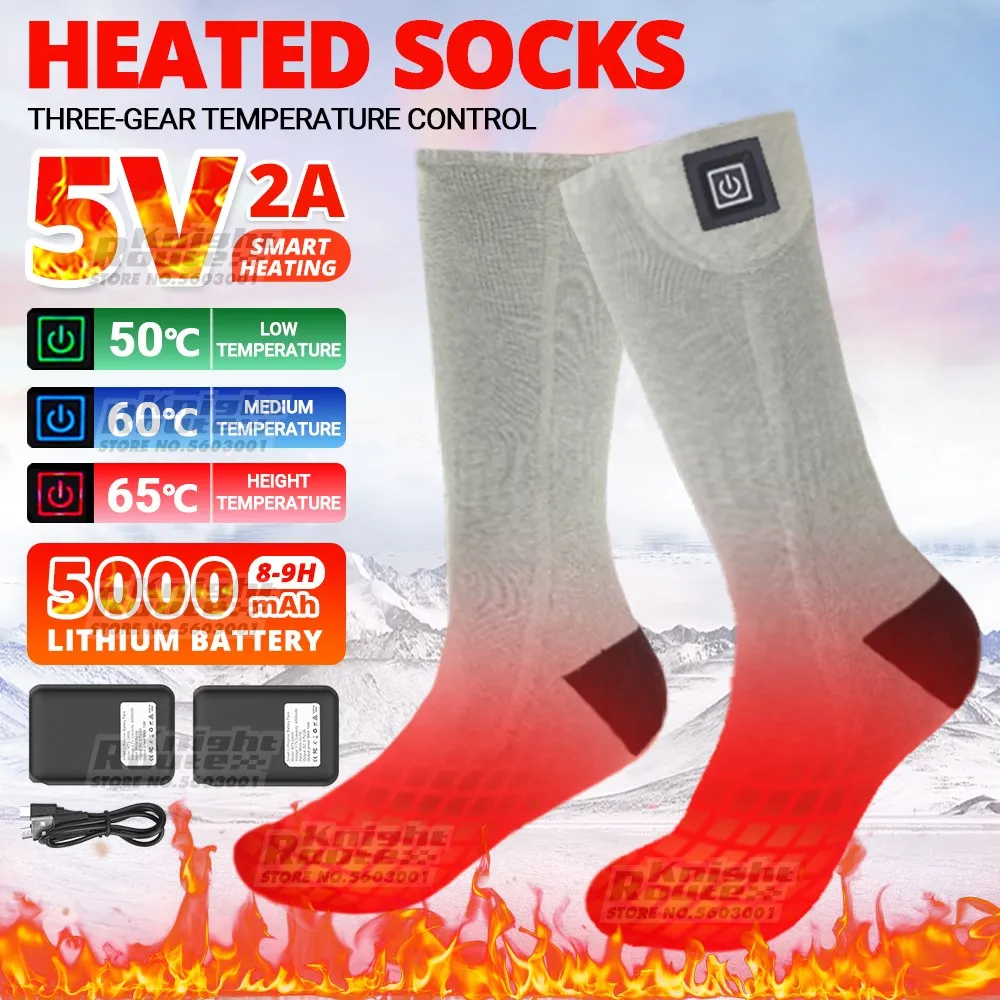 

Носки с подогревом 5000 мАч, термоноски с управлением через приложение, мужские и женские теплые носки с подогревом для ног, электрические носки, теплые лыжные носки, велосипедные зимние