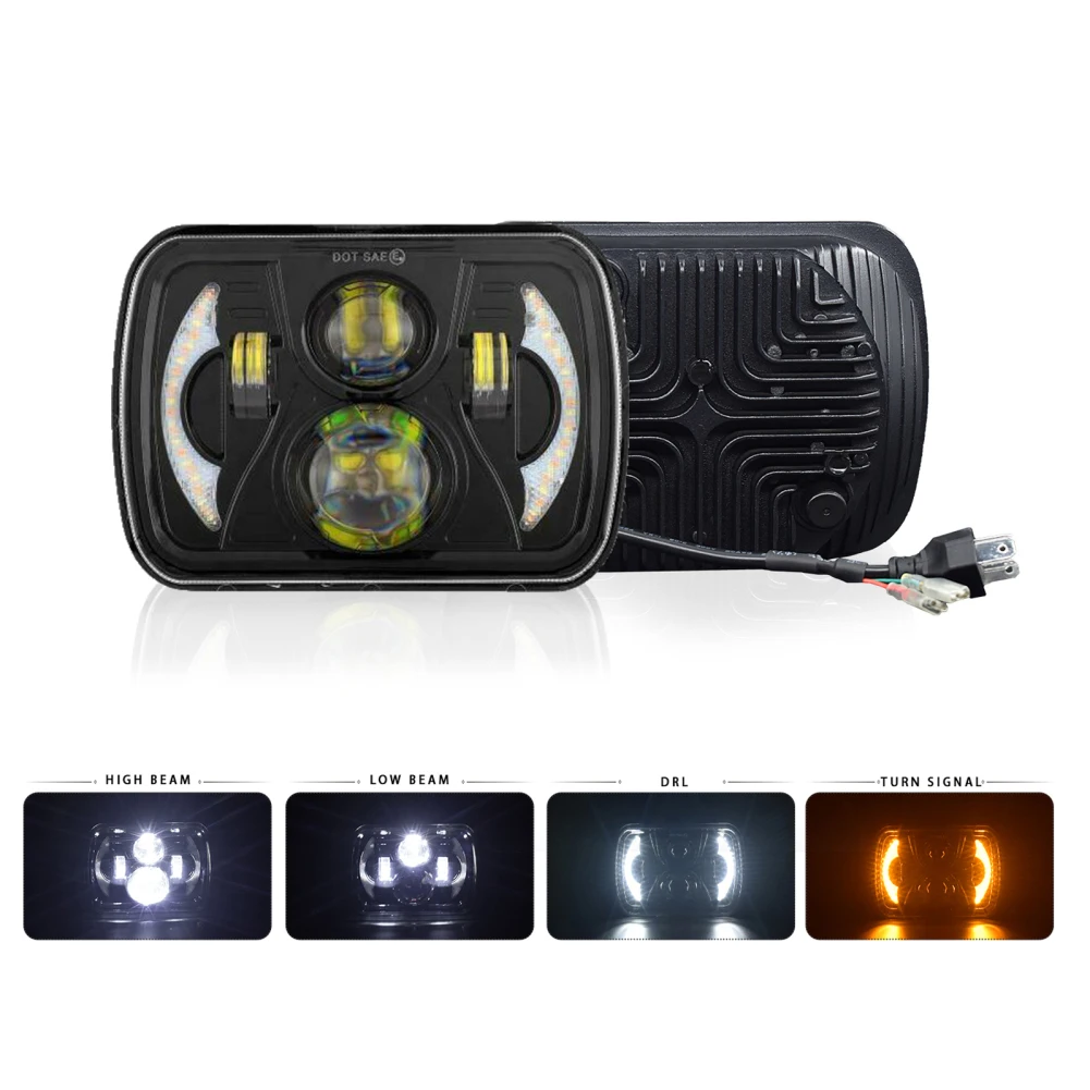 

Motorcycle Led Headlight Assembly Aluminum Square Headlamp 10000lm Ip67 Waterproof Truck Modified Parts