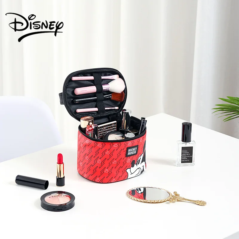 Disney waterproof Pu portable bucket makeup bag cartoon cute large capacity high appearance storage wash bag Mickey Minnie