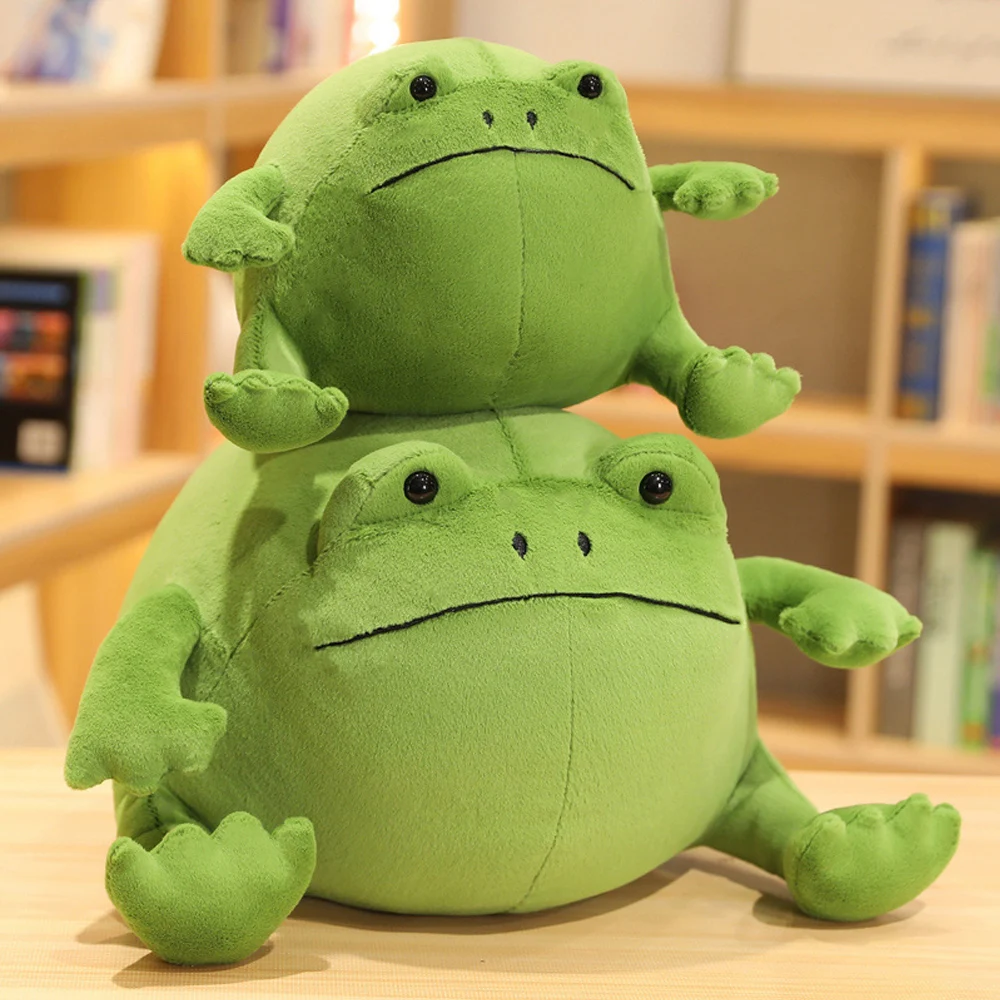 Kawaii Huge Squishy Frog Plush Toys Soft Stuffed Animal Frog Dolls Huggable Plushie Pillow Back Cushion Gifts for Girls Kids
