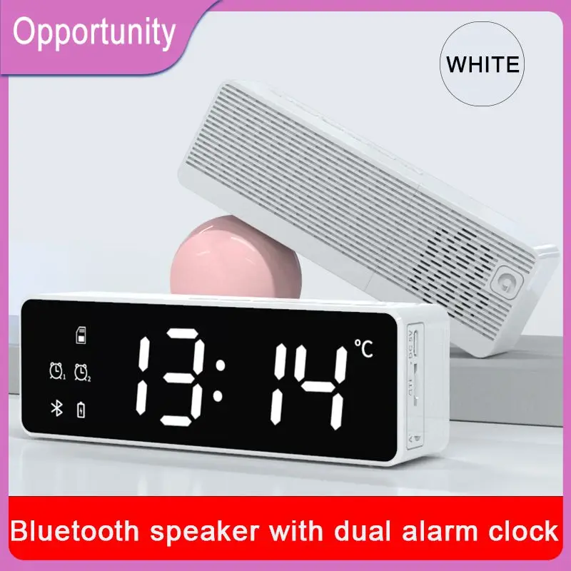 

Time Display Portable Clock Speakers Lcd Digital Brightness Adjustment Dual Alarm Clocks 10m Tf Card Magnetic Speaker Plastic