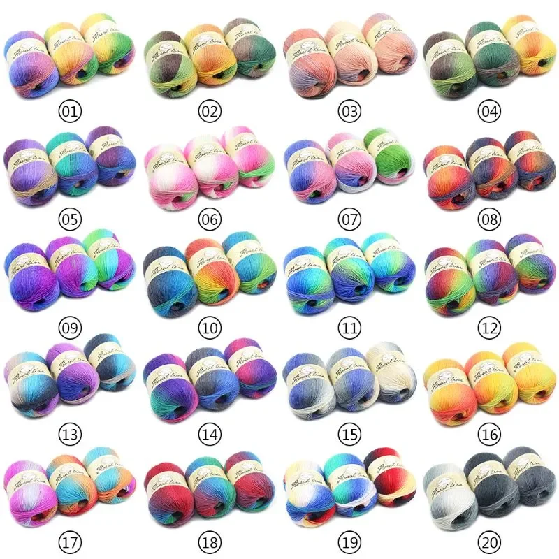 

Worsted Yarn Rainbow Gradient Colors DIY Baby Knitting Wool Shawl Scarf Crochet Thread Supplies