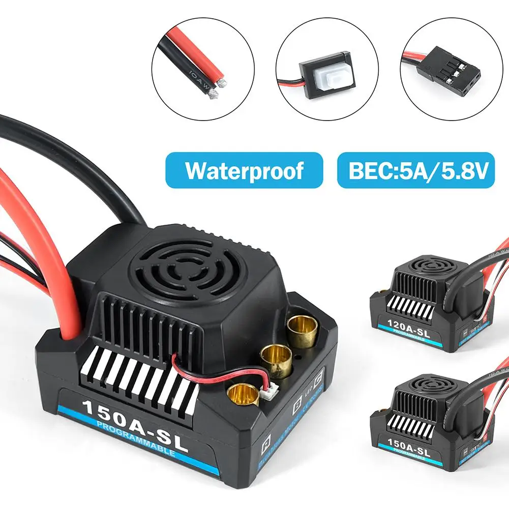 

120A/150A Brushless ESC With 4-6s 5A/5.8V Bec For 3660/3670/3674 Brushless Motor 1/8 Rc Car/ Off-road/ Buggy/ Boat Toy