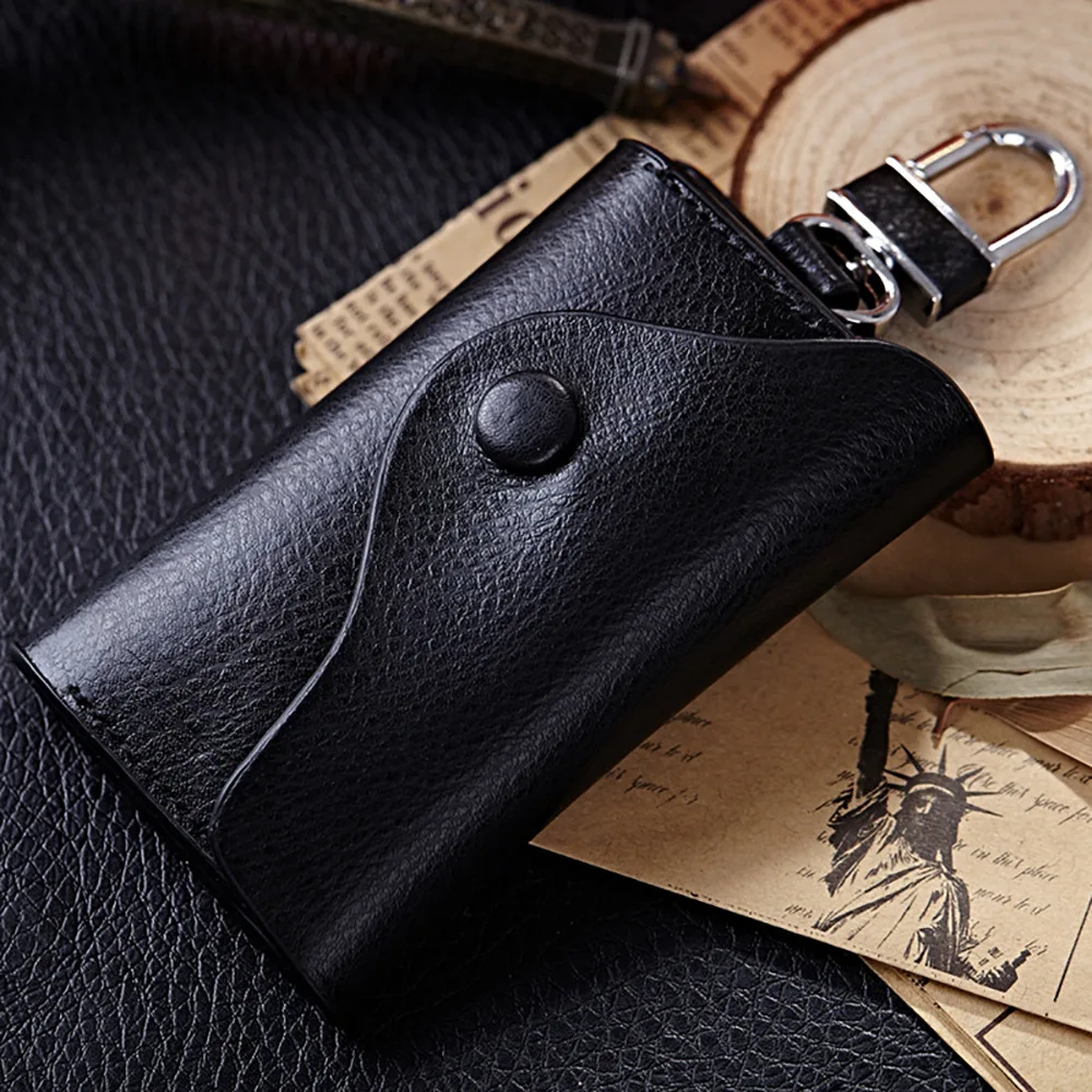 Genuine Leather Key Wallet Men Key Organizer Split Leather Car Key Case Women Card Holder Unisex KeyChain Wallet