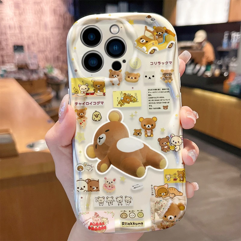 Фото Мягкий чехол-коллаж R-Rilakkuma K-Korilakkuma с разнообразными элементами для iPhone 17, 16, 15, 14, 13, 12 Mini, 11 Pro Max, 8, 7 Plus №3