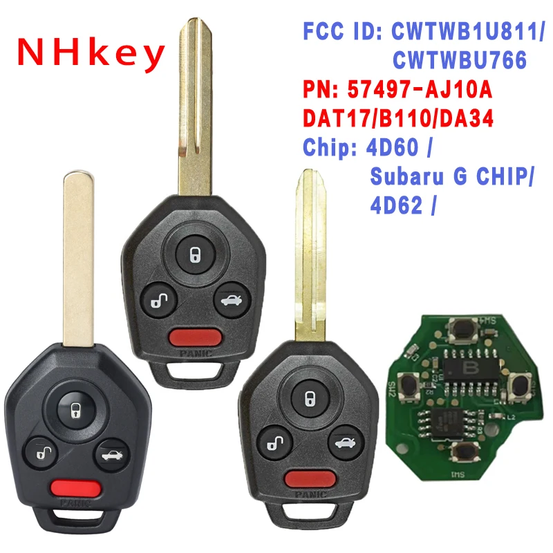 NHkey ASK 315 МГц 4D60/ 4D62/ G чип CWTWB1U811/CWTWBU766 4 кнопки дистанционный ключ для Subaru Outback Legacy