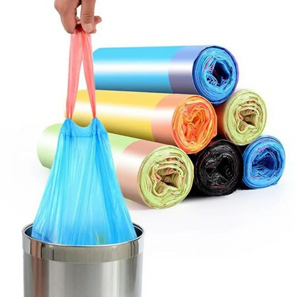 Durable 5 Rolls Great Drawstring Style Thickened Garbage Bags Practical Trash Bag Ultra-thick   for Kitchen