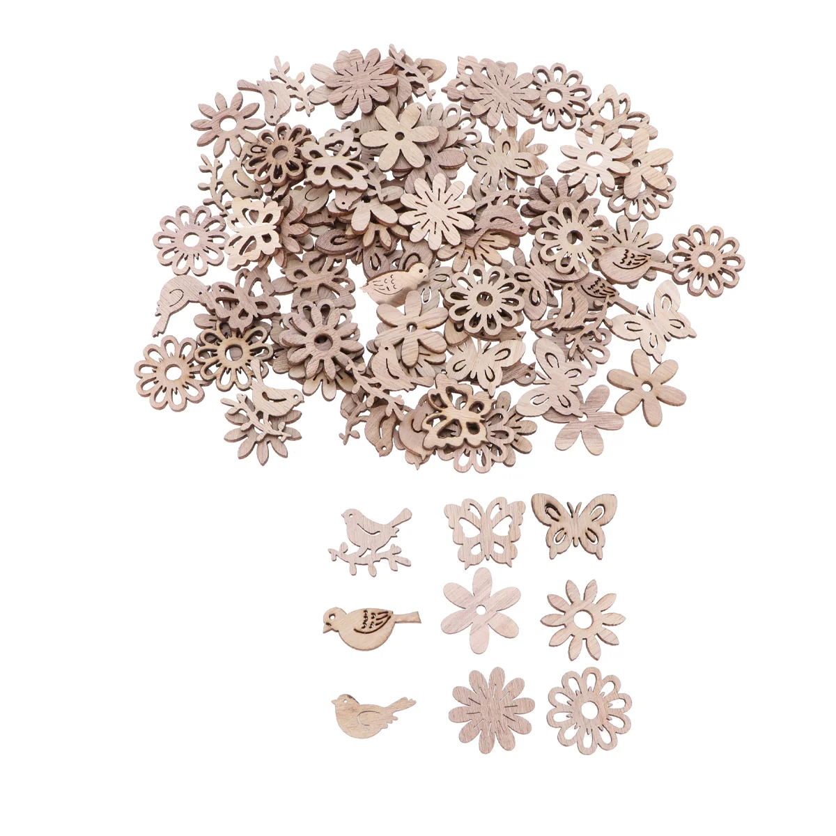 

Wood Wooden Cutouts Craft Unfinished Shapes Pieces Crafts Diy Christmas Flower Slices Embellishments Blank Tag Ornaments Table